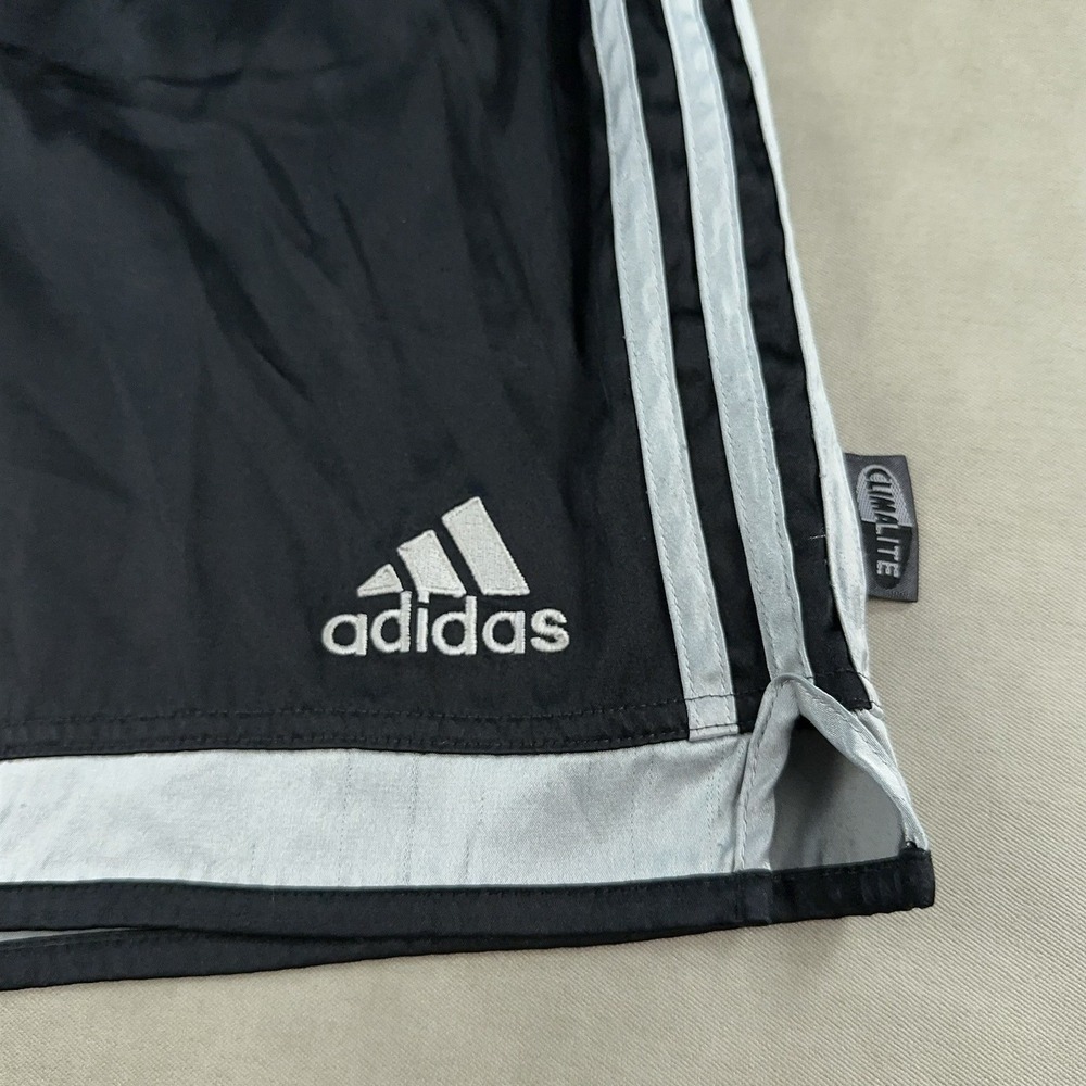 Adidas Vintage Rare Soccer Shorts Silky Dazzle Black White Climalite Men's Small - Picture 3 of 10